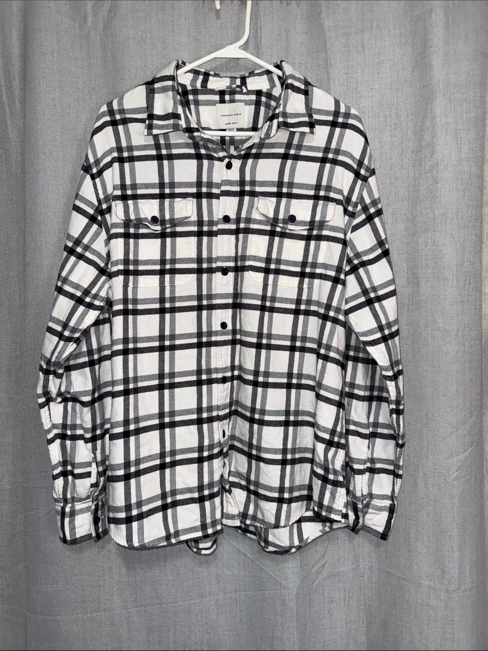 American Eagle Outfitters Super Soft White Black Flannel